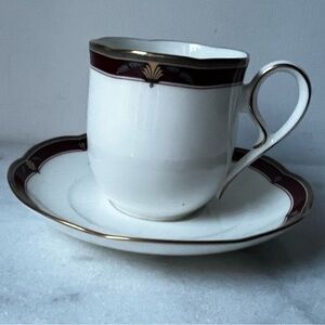 Noritake White and Gold cup with Burgundy Accent